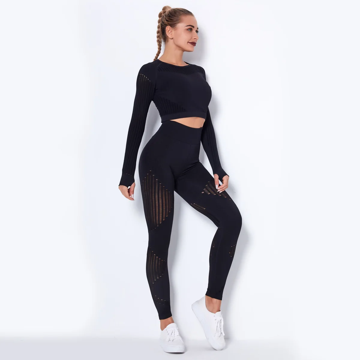 2021 Wholesale Long Sleeve Crop Top Yoga Legging With Custom Logo ...