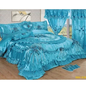 American Model Hot Selling 10 Pcs Wedding Comforter with Matching Curtains Luxury Bedding Set