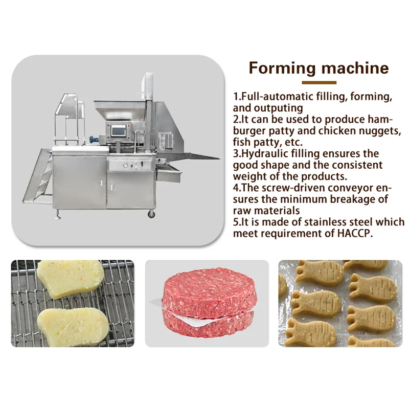 TCA Full Automatic Deep Fried Chicken Nuggets Burger Patty Forming Making Machine Production Line
