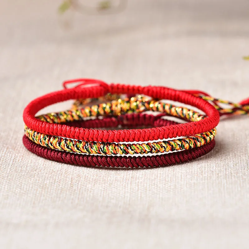 Braccialetti e braccialetti con cordino rosso intrecciato Buddista tibetano Nodo regolabile Bracciale fatto a mano Gioielli da polso Regali per amore Buona fortuna  36