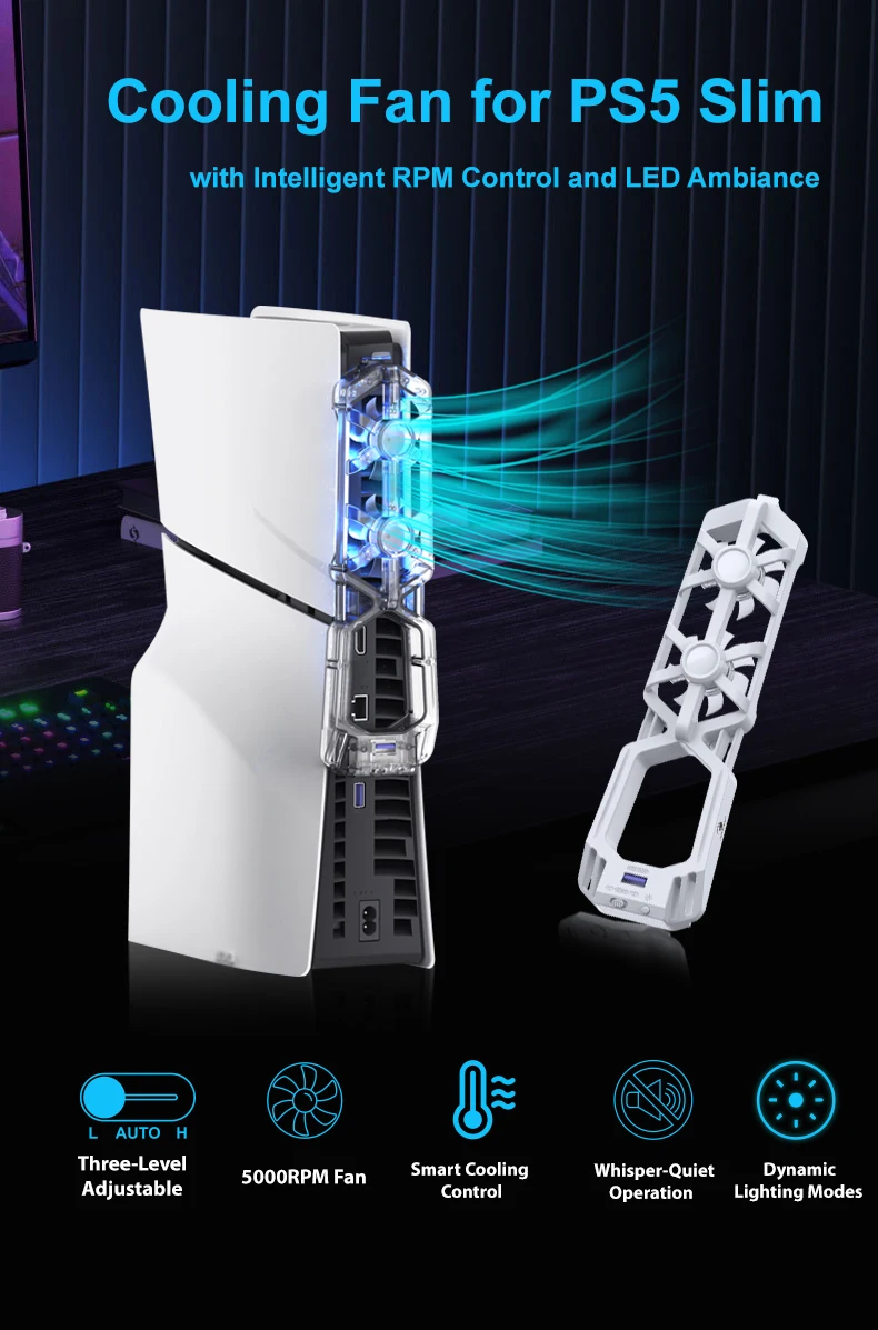 Honcam Rgb Light Fan Console Cooling Fan Automatic Temperature