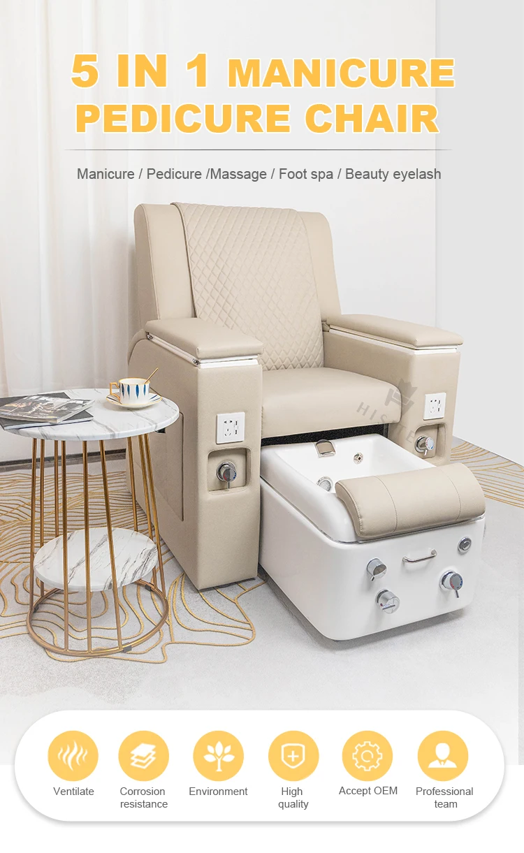 Hisite Beauty Nail Salon Equipment Manicure Pedicure Chairs With Basin