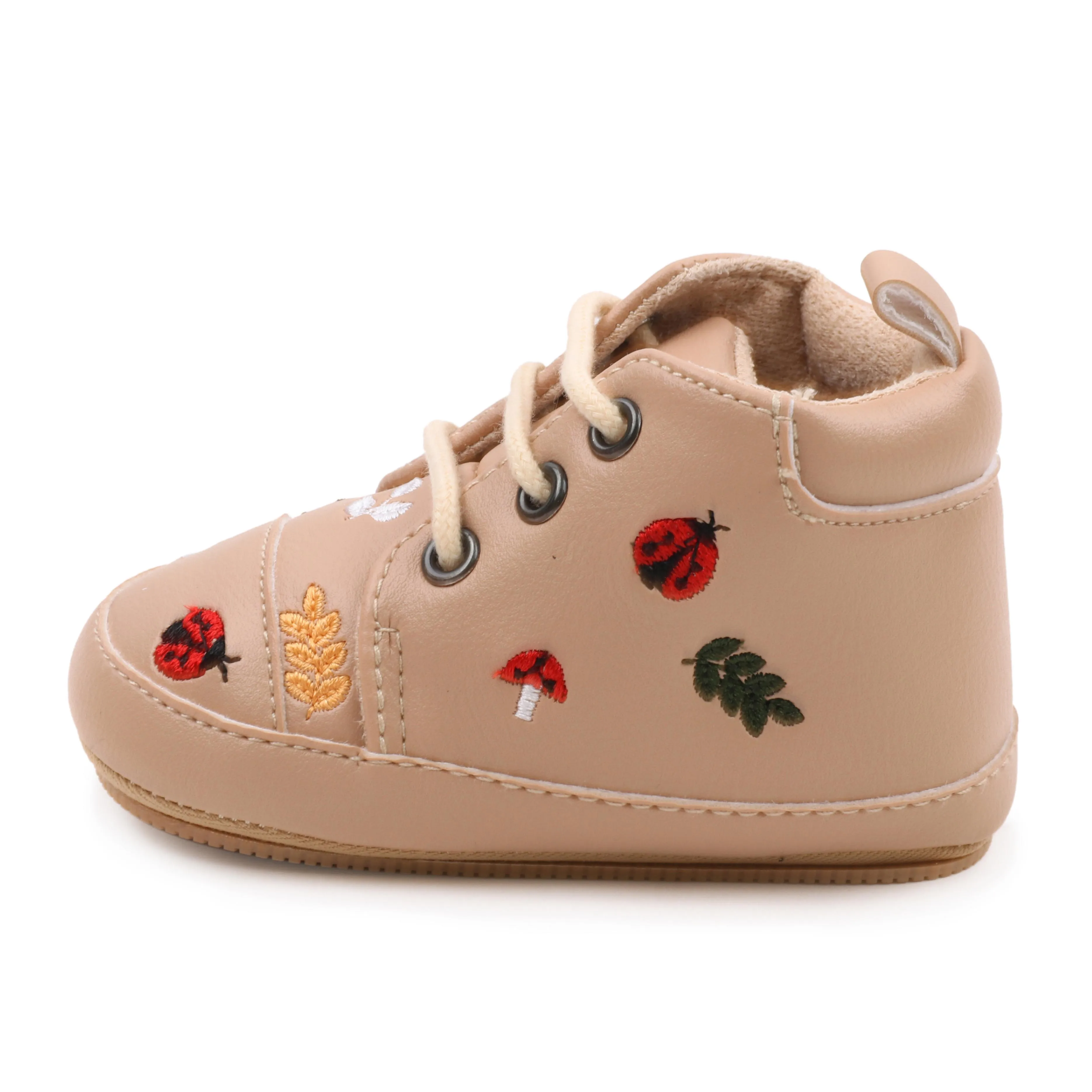 Spring and Autumn Pu Leather Cartoon Embroidered Baby High Top Front Elastic Casual Toddler Shoes manufacture
