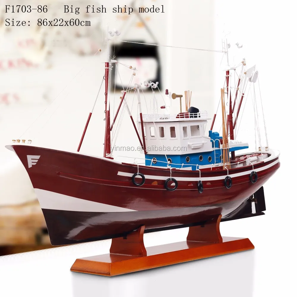 Wooden Fishing Ship Model,Antique Old 86x22x61cm,Fish Ship Hand Made ...
