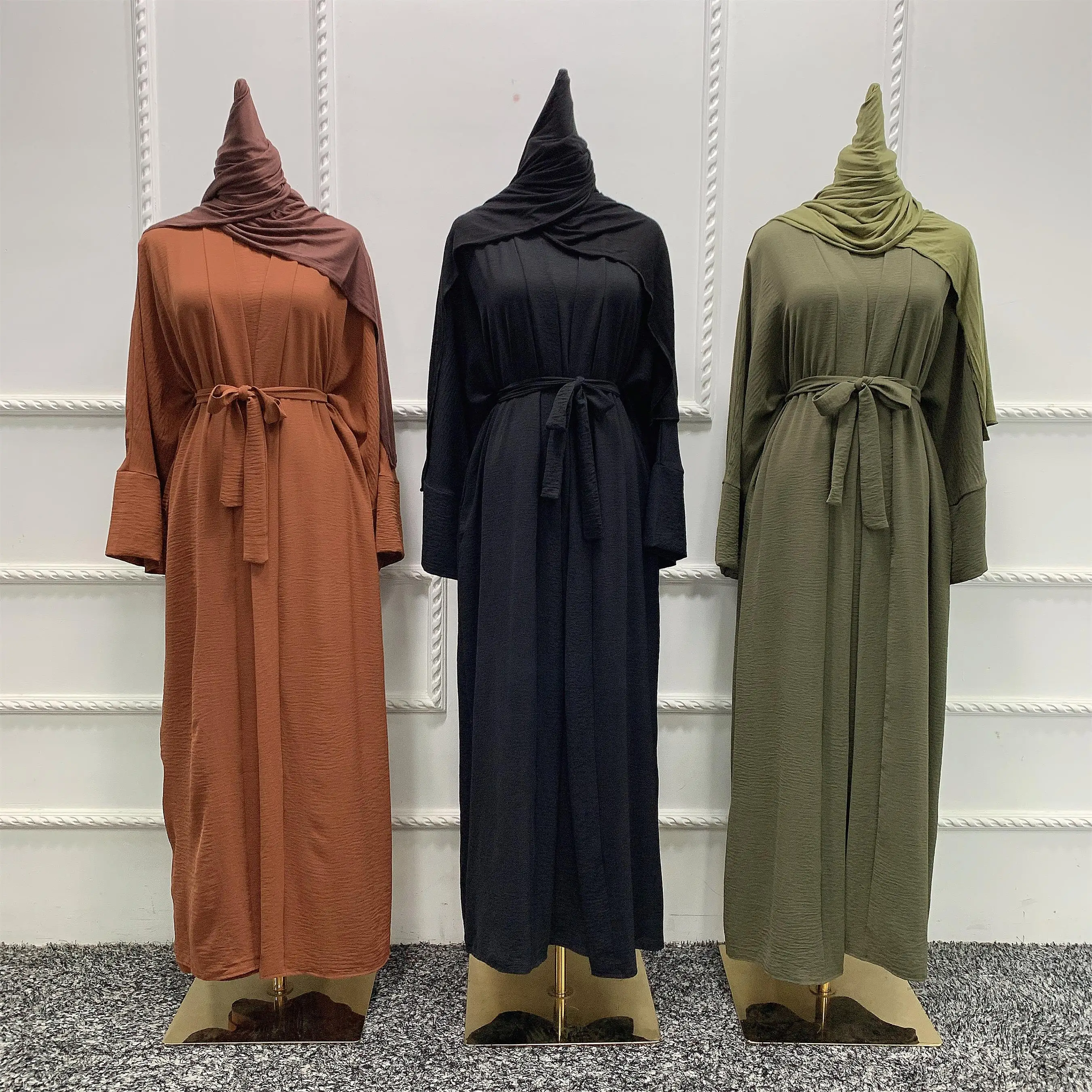 Loriya Hot Selling Islamic Clothing 2pc Women Abaya Set Wrinkle ...