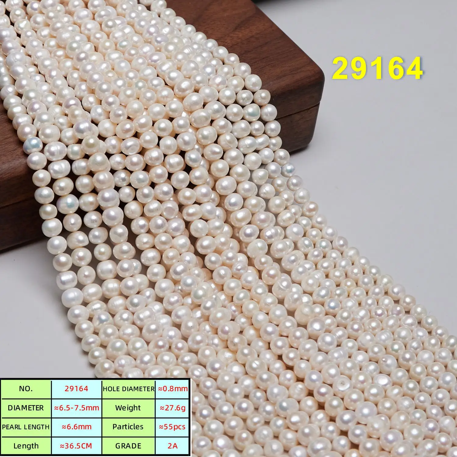 Zhuji Pearl Market Natural White Color 7-8mm Near Round Shape Freshwater Pearl Strands