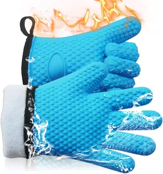 Heat Resistant BBQ Gloves Waterproof Oven Mitts Silicone Smoker Oven Gloves