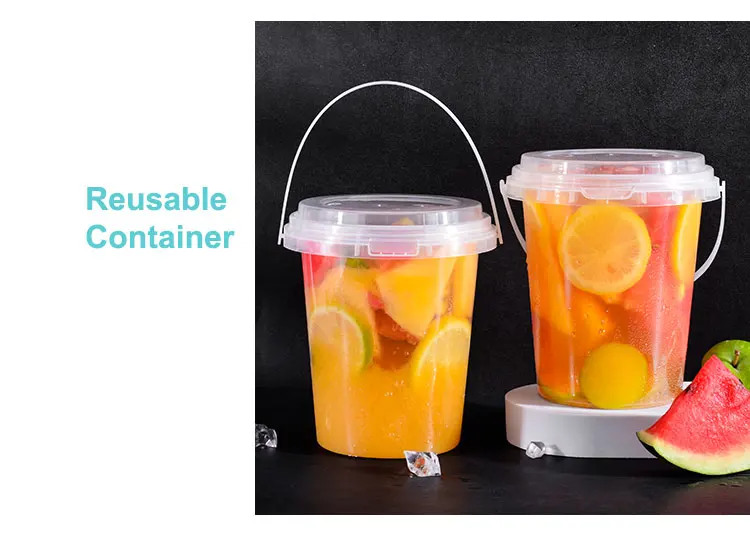32 Oz Plastic Drink Buckets Wholesale Disposable Fruits Container Clear