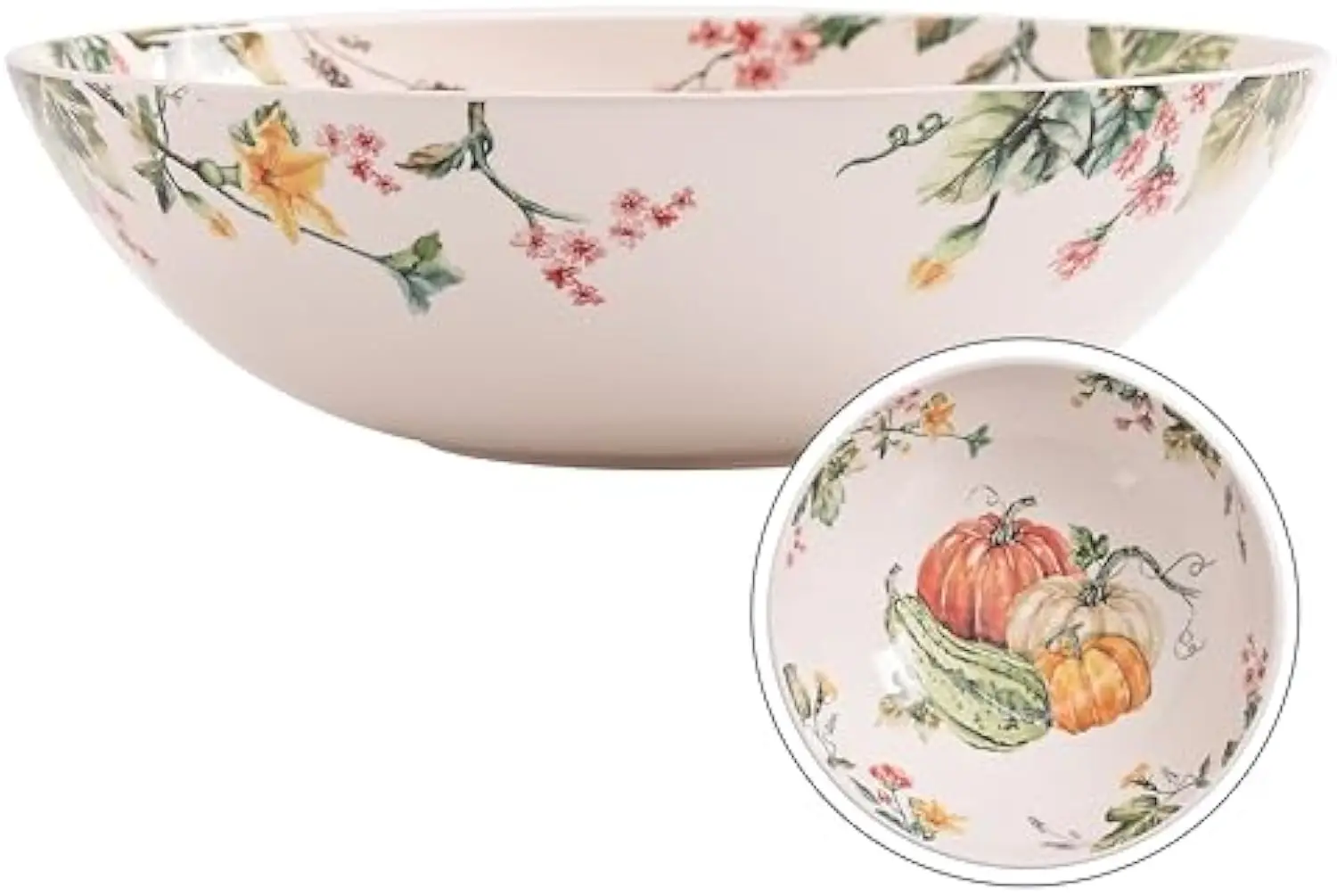 Customizable Pumpkin Feast Ceramic Serving Bowl, Microwave and Dishwasher Safe, Factory Direct