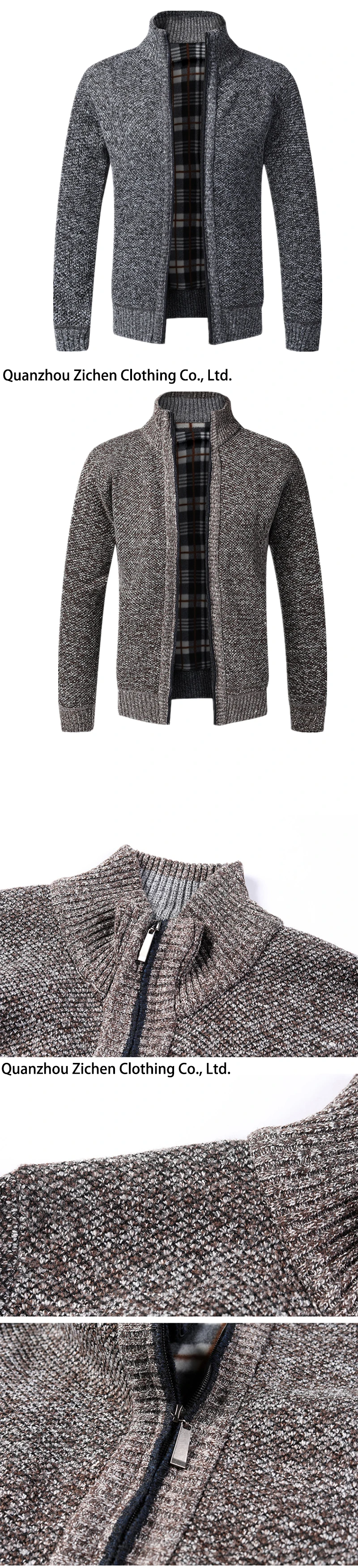 Men's Slim Fit Stand Collar Zip Jacket Cotton Warm Winter Coat_voghion.com