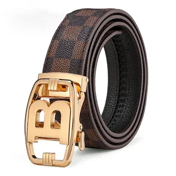 Men's genuine leather belt automatic buckle belt, cowhide belt,  simple fashion waistband Business casual belt