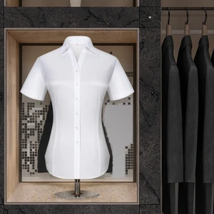 Oeko-Tex Custom Women's Cotton Dress Shirt 100% Cotton Short Sleeve Wrinkle Resistant Easy Care Casual Style Button for Summer