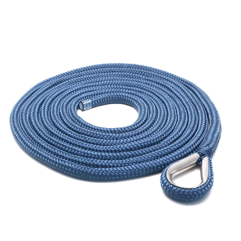 (JINLI-Rope) 3/4'' 1/4'' 1/2'' nylon/polyester double braided dock line, boat rope with eye at end