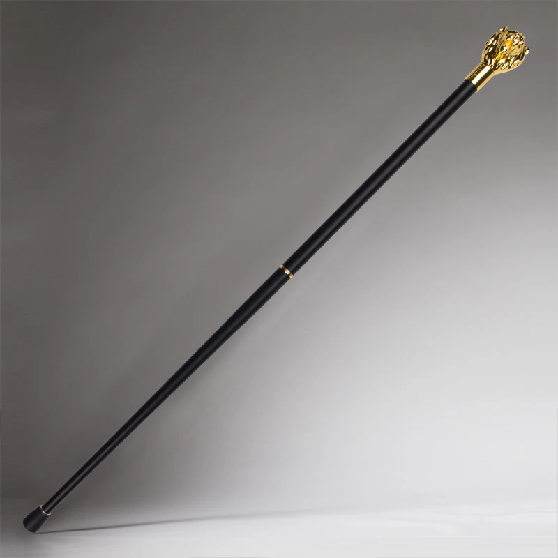 Bastone Da Passeggio Realizzato A Mano Per Uomini E Donne, In Alluminio E Legno Naturale, Testa Di Leone Dorata - Foto 10