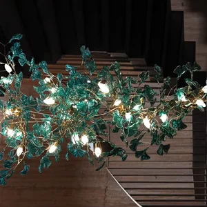 ECOJAS New Modern Design Glass LED Pendent Light for Villa Hotel Lobby Living Room Custom Chandelier