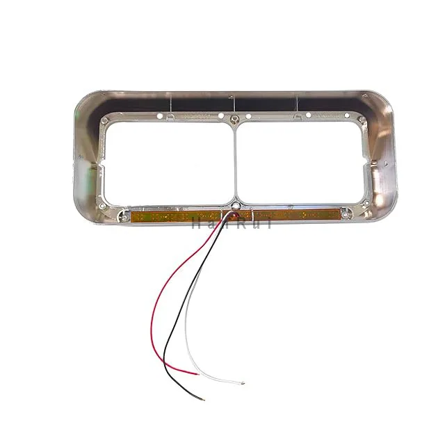 Chrome 12" LED Light Strip 4X6 Lights Headlight Bezels Visor for Kentworth Western Star Truck