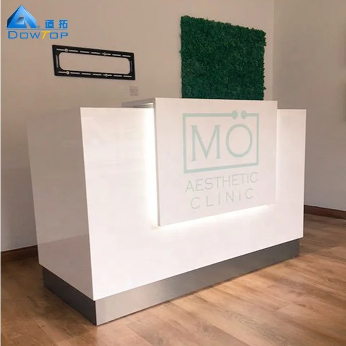 Customized Unique Reception Counter High End Snow White Marble Modern Reception Desk