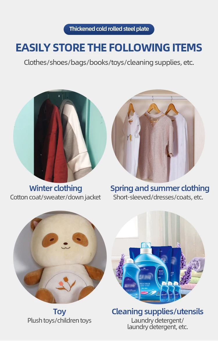 Cute Lockable Double-Door Metal Locker Storage Cabinet for Clothes and Bags details