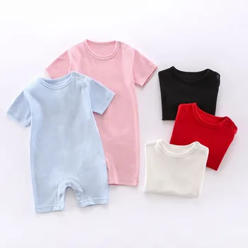 RTS Short-sleeved Character Onesie for Baby Summer Rompers Plain Cotton Boys Jumpsuit Infant Baby Clothes