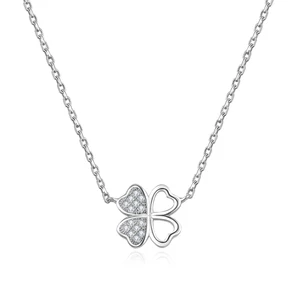 925 Sterling Silver Clover  Fine Jewelry Wedding Necklace
