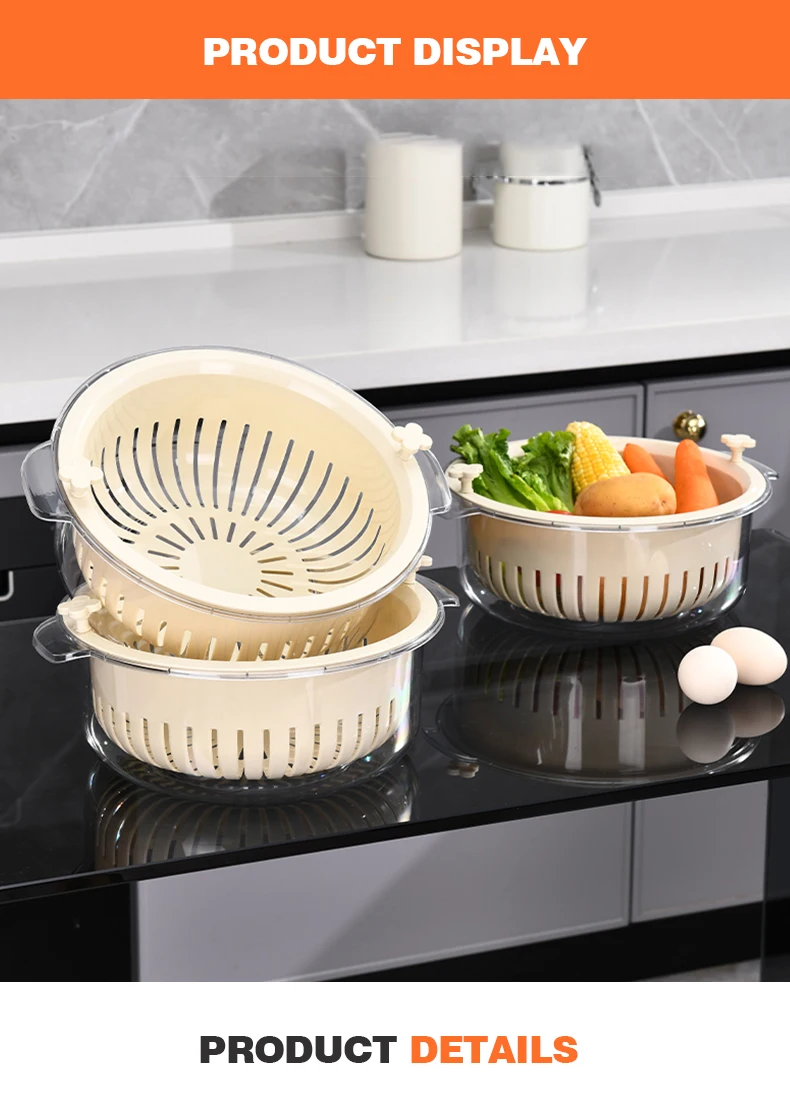 Wannuo Fruits and vegetables washing basket Kitchen basket organize Kitchen drain basket details