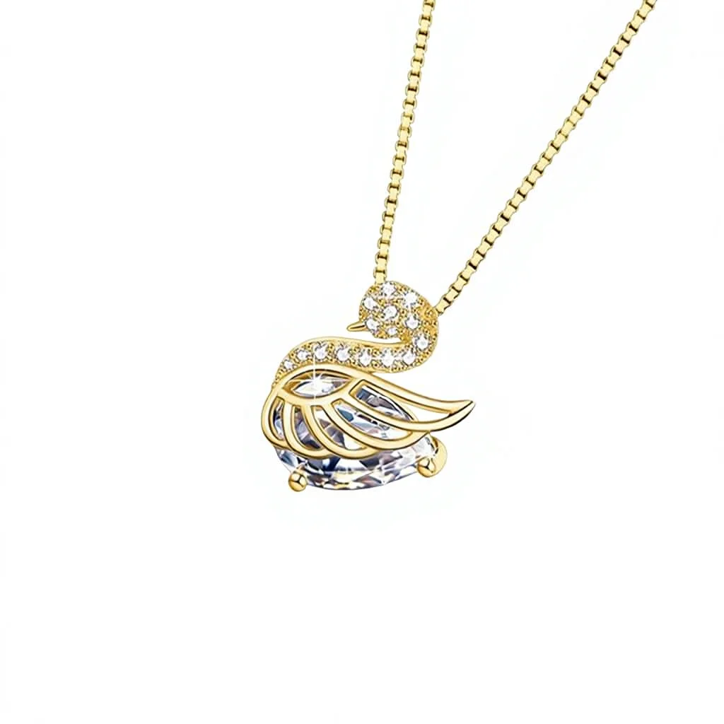 S925 Silver Swan Pendant Necklace for Engagement