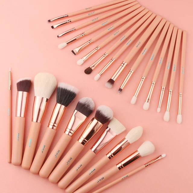 BEILI Wholesale Pink makeup brush set 25pcs Natural Goat Pony Synthetic hair foundation eye shadow brush make up brush set - Image 2