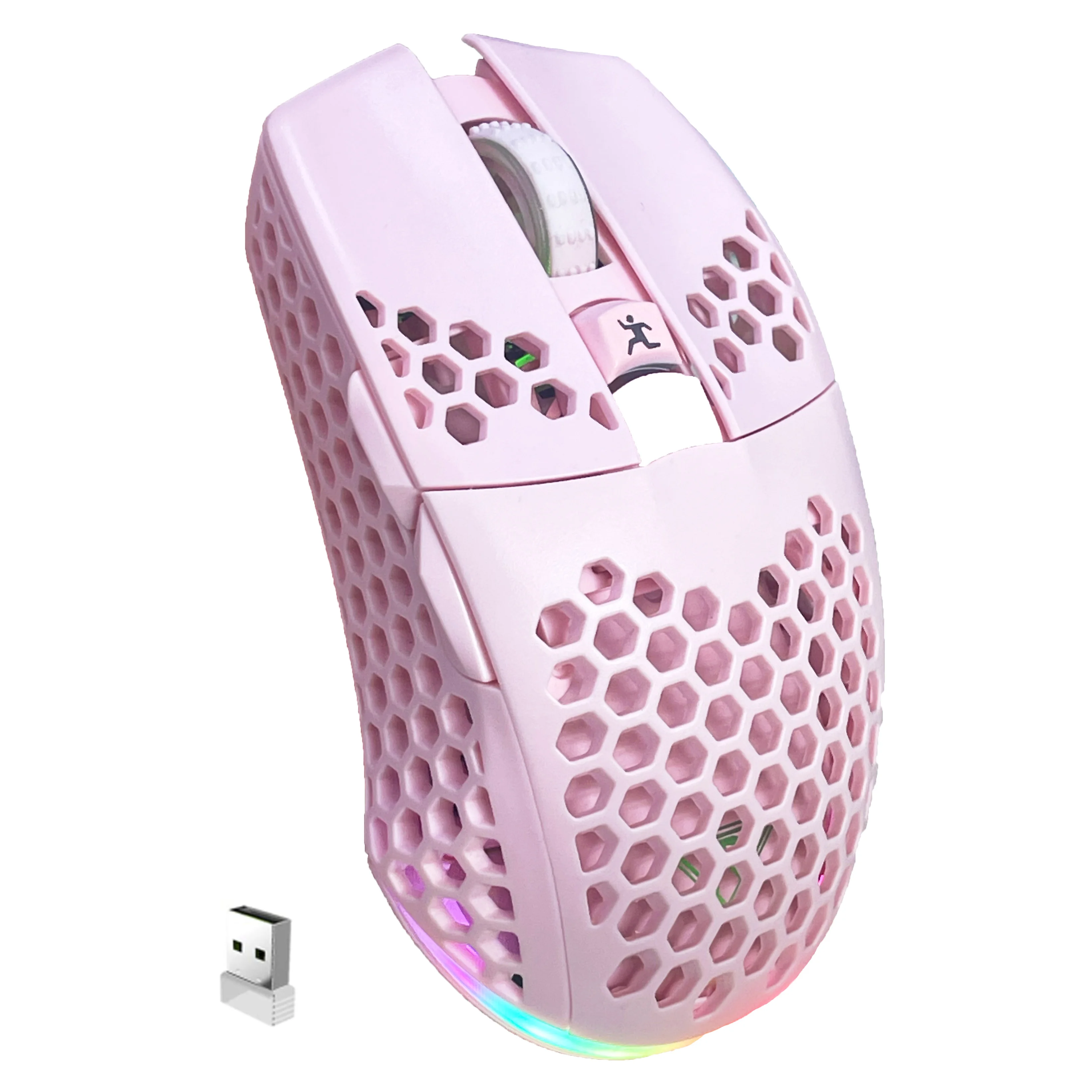 Programmable White Mouse Wireless Lightweight RGB Honeycomb Design Wireless Chargeable