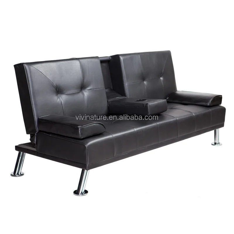 Details about   Modern Faux Leather Futon Sofa Bed Fold Up & Down Recliner 