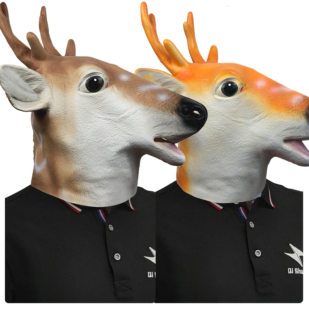 Cute Funny Spotted Deer Latex Mask Animal Head Cover Costume for Halloween  Masquerade Party Party Gathering Fun Toy Event Prop, image size:1000x1000