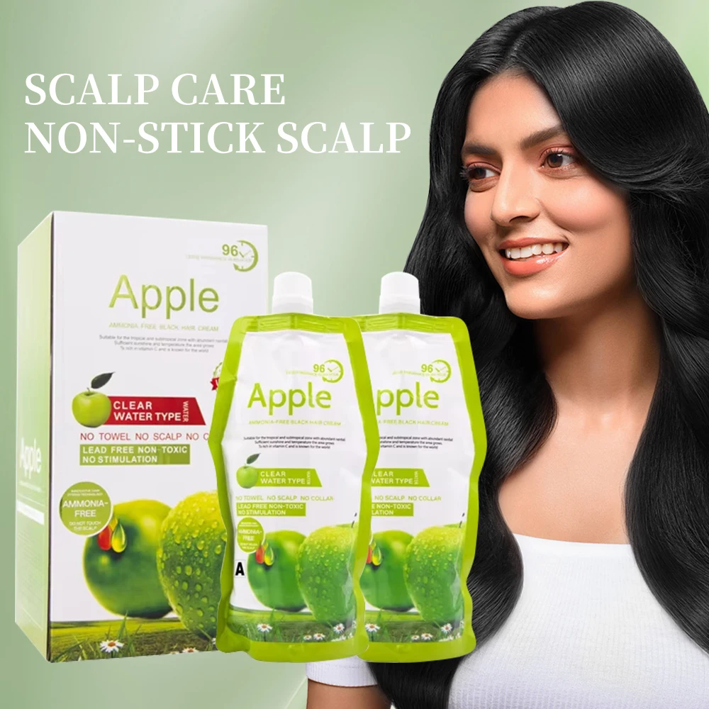 500ml*2 Green Apple Natural Black Hair Color Shampoo Private Label Black  Dye Hair Color Cream Long Lasting For Home Use - Buy Product on Alibaba.com
