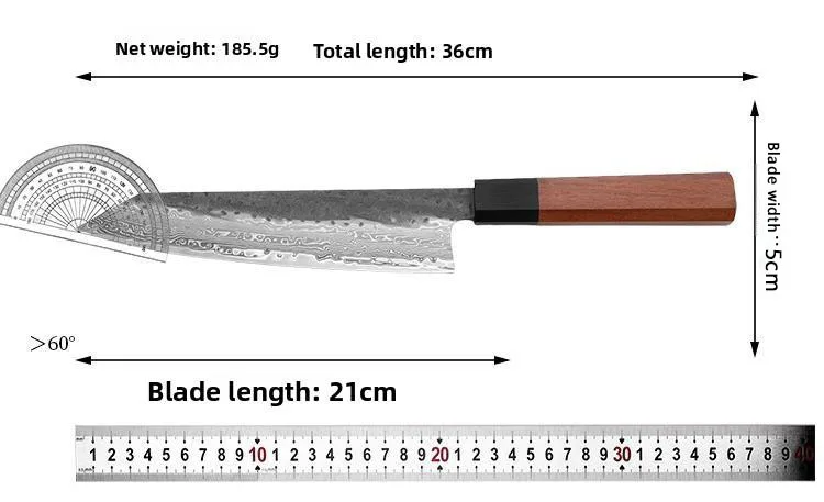 Damascus Steel VG10 Japanese Chef Knife - Hand Forged High Carbon Kitchen Knife with Wood Handle