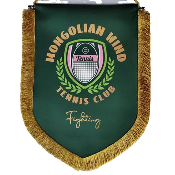 Customized high quality double sided club flag Exchange flags with golden tassels and metal crossbars