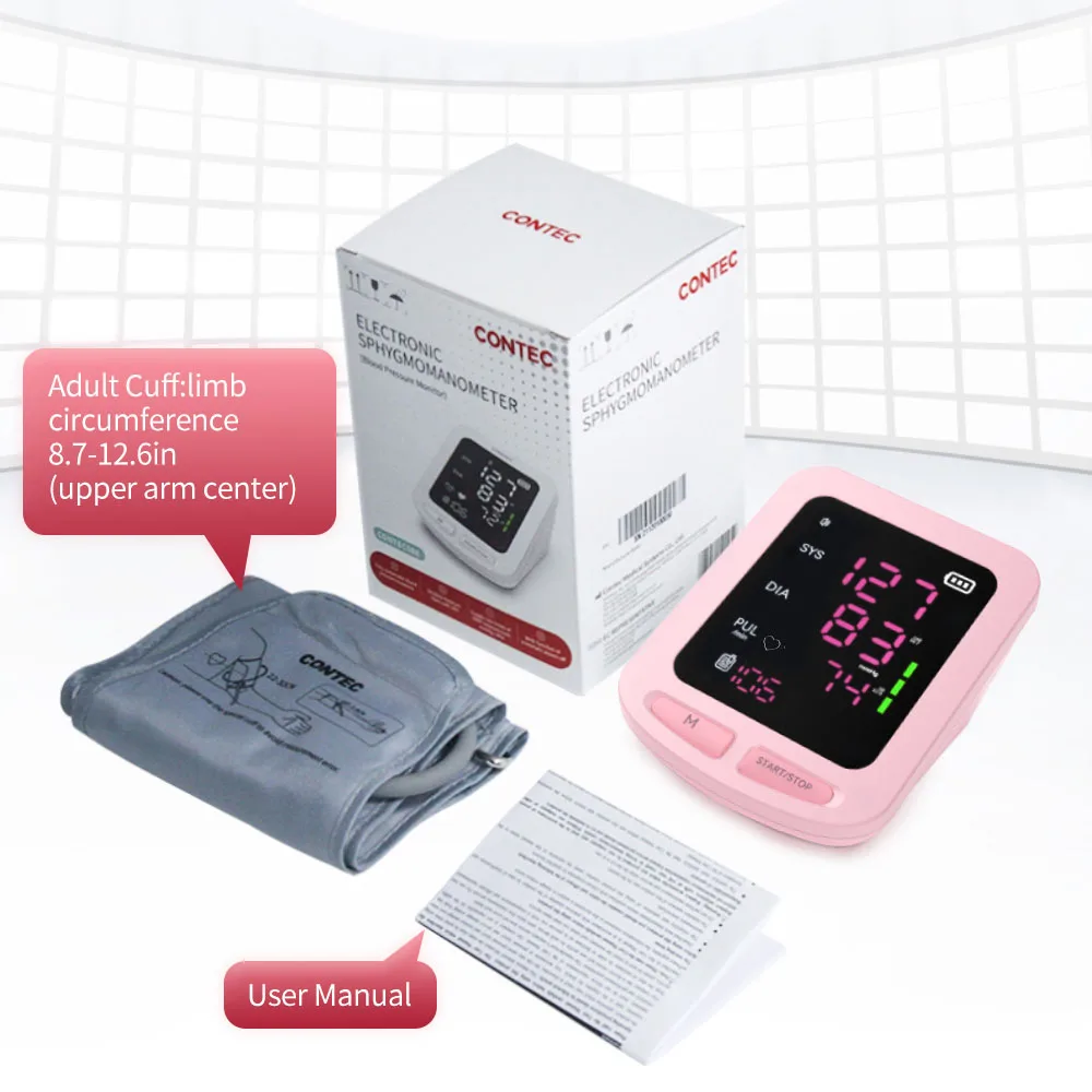 CONTEC08E Color LED Rechargeable Digital Blood Pressure Monitor Sphygmomanometer Calibrator