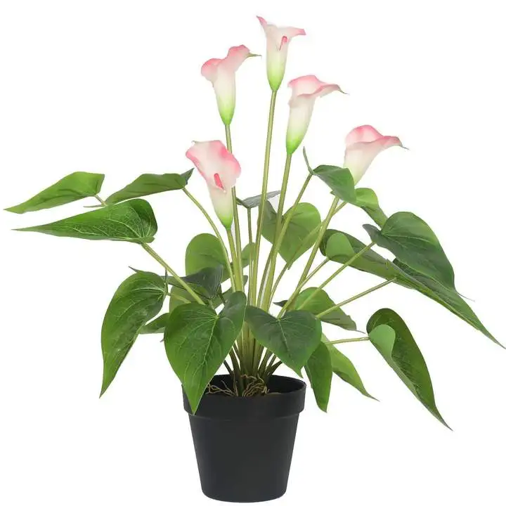 Artificial Lily Flower with Pot Best Quality Bonsai Artificial Flowering White Peace Lily Calla Lily Plant