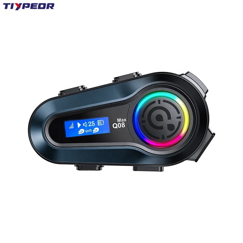 TIYPEOR Waterproof Intercom Motorcycle LCD Display Music Sharing Two People Intercom bluetooth Interphone Headset for Motorcycle