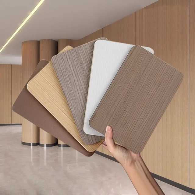 Hotel Decoration Panels 5mm/8mm Bamboo Charcoal Fiber Interior Decoration PVC Wood Veneer Indoor Wall Panel Hall Living Room