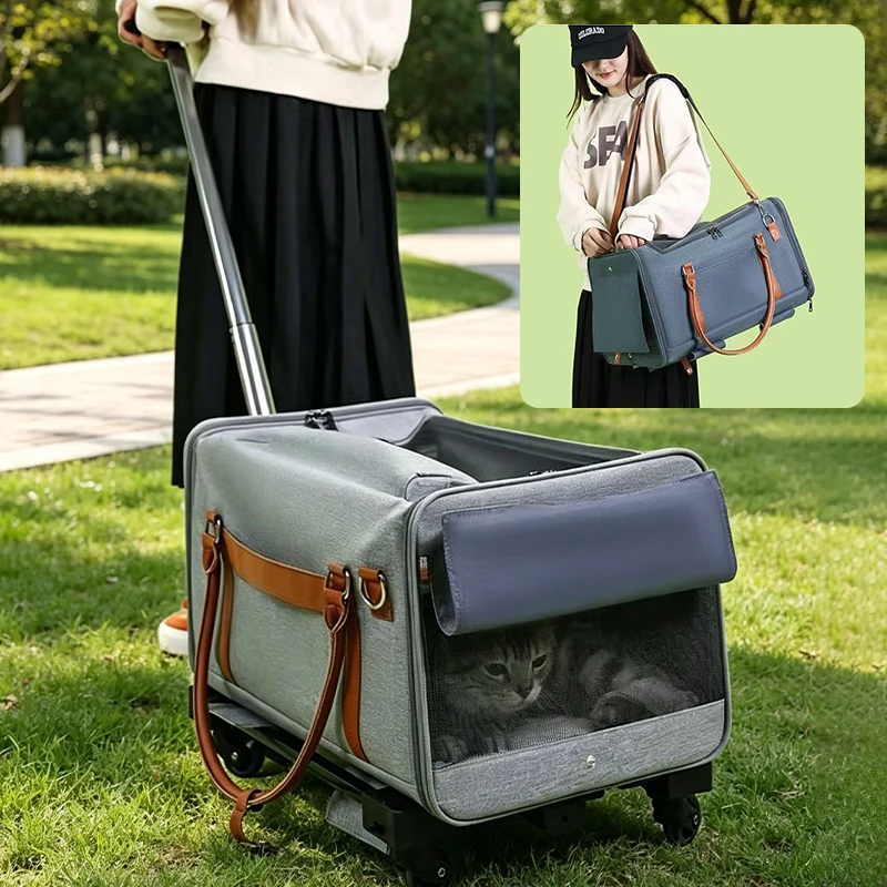 Large Pet Stroller Wagon 4 in 1 Expandable Cat Carrier with Telescopic Handle Universal Wheels Travel Folding Dog Cat Push