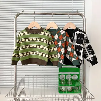 Autumn baby knit sweater Long sleeve cartoon pullover sweater for baby boys and girls