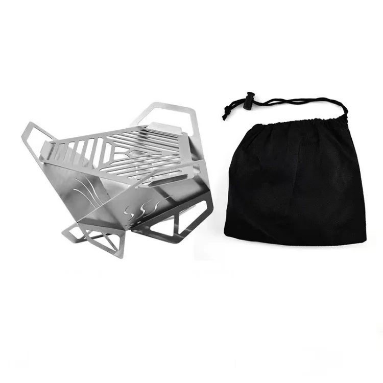 OEM ODM Outdoor Folding Smokeless BBQ Stove Remote Control Stainless Steel Stone Construction Convenient Wood Burning Mini Grill supplier