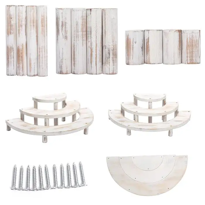 Semi Circle Pedestal Dessert Display Riser Rustic Whitewashed Half Moon ...