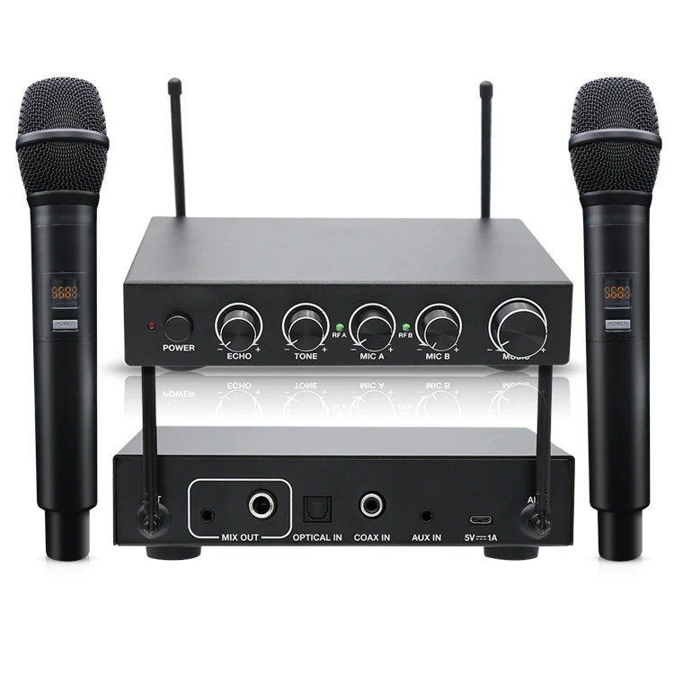 UHF Karaoke Mixer Wireless Microphone Home Theater System Receiver