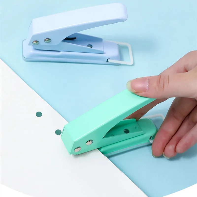 Macaron Color A4 Paper Puncher Manual DIY Student 6mm Round 1 Hole Binding Punch Machine Single Hole Punch with Loose-leaf