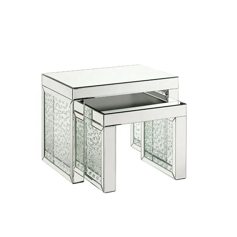 Modern Living Room Crushed Diamond Mirrored Nest Side Table Buy