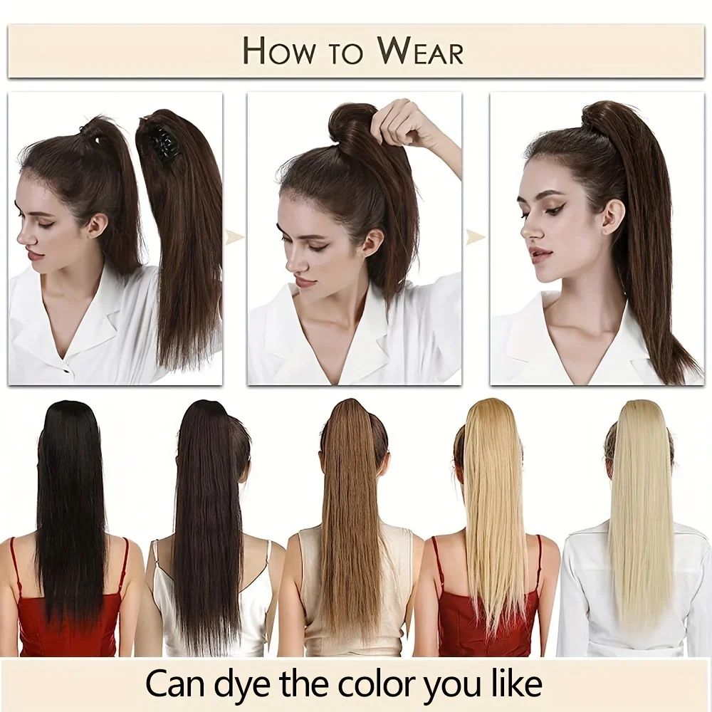 Gerade Menschliches Haar Clip In Pferdeschwanz Verlängerung Klaue Clip Pferdeschwanz 10-30 Zoll Remy Haar_voghion.com