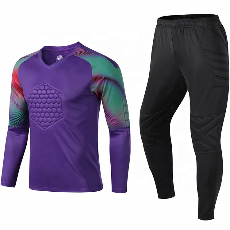 Wholesale Latest design soccer goalkeeper shirt long sleeve purple