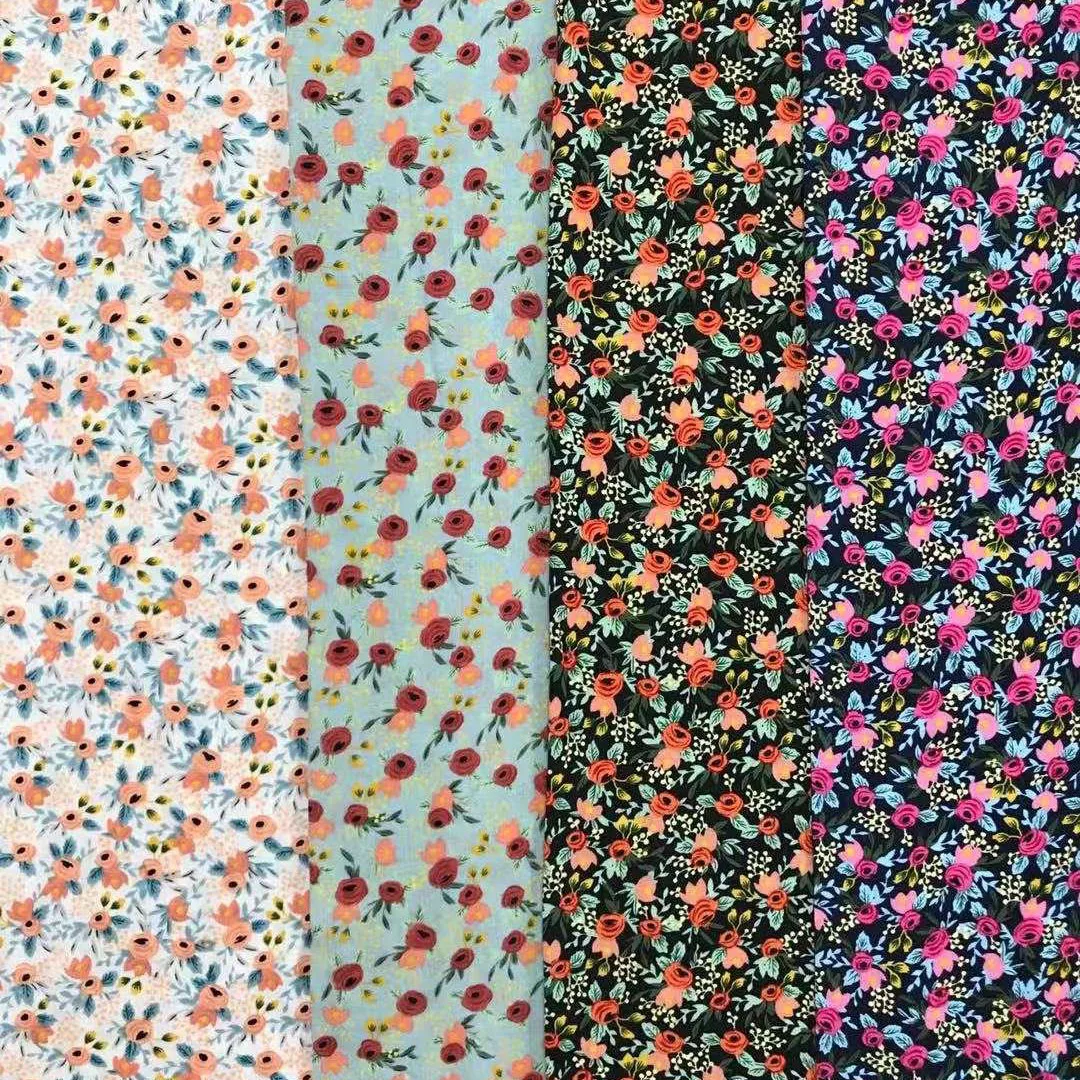 
 Custom color plain style floral pattern woven stock lots rayon printed fabric for garments  