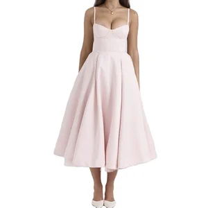 Clothing Manufacturer Solid Color Slip Women Casual Summer Elegant Sexy Pink Long Dresses