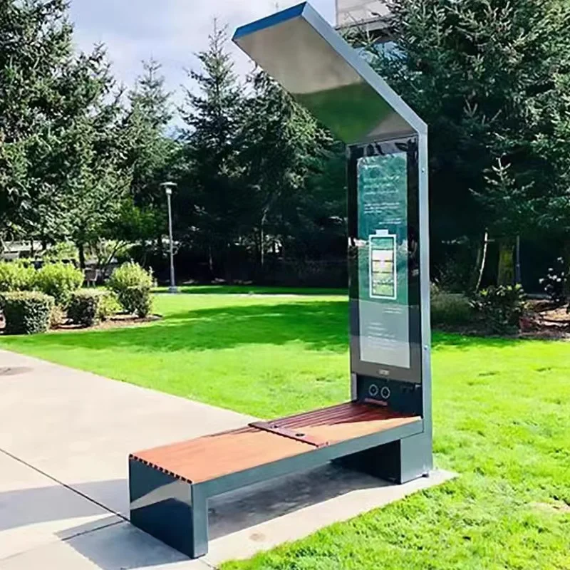 Solar Bench with Charger Smart Solar Advertising Bench Outdoor for Disamble  Solar Powered Benches Screen