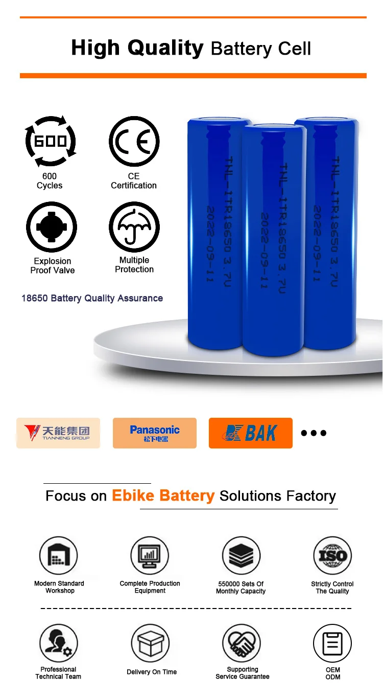 Fat Tire Ebike Electric Bicycle Battery Pack 48v 26ah 18650 Cell